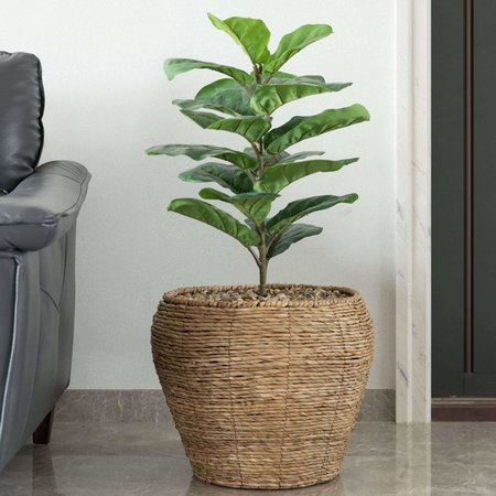 Vintiquewise Woven Round Flower Pot Planter Basket with Leak-Proof Plastic Lining - Large QI003832.L